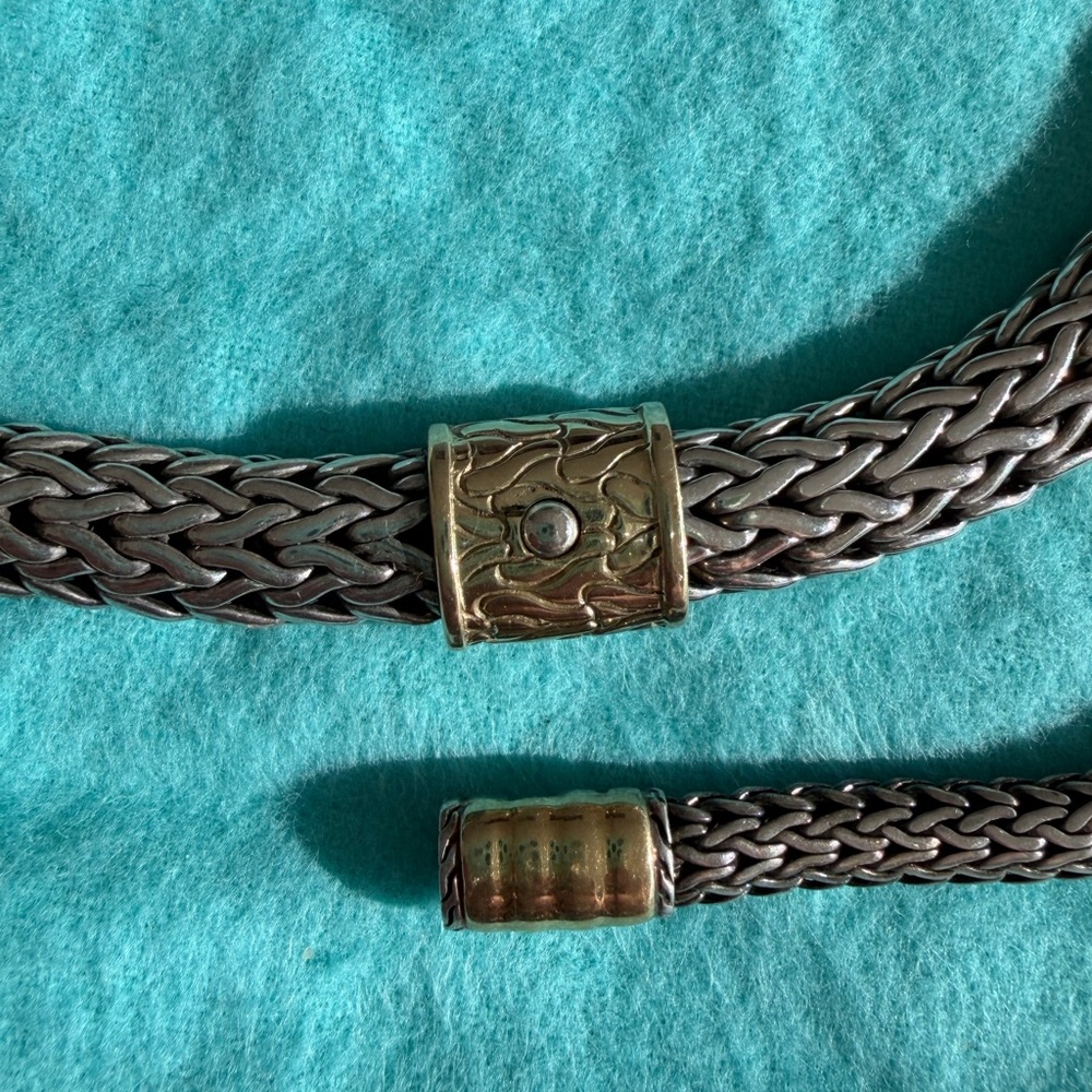 John Hardy Wheat Choker Necklace .925 Silver 18K Gold and Bracelet - Picture 4 of 10